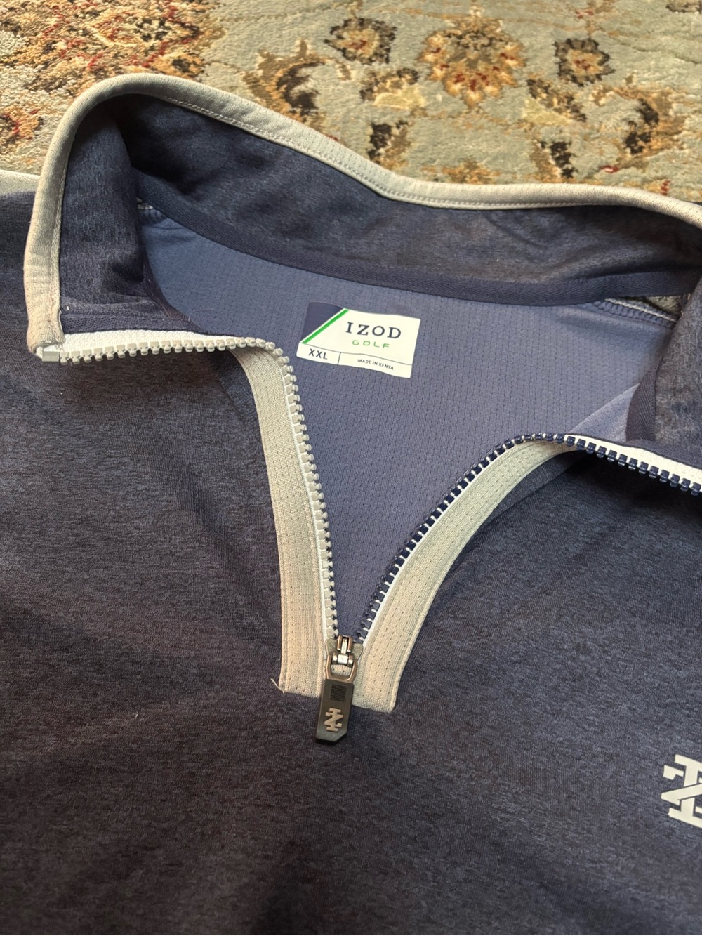 IZOD Golf Men's Zip-Up Sweater in Navy with Contrast Trim
